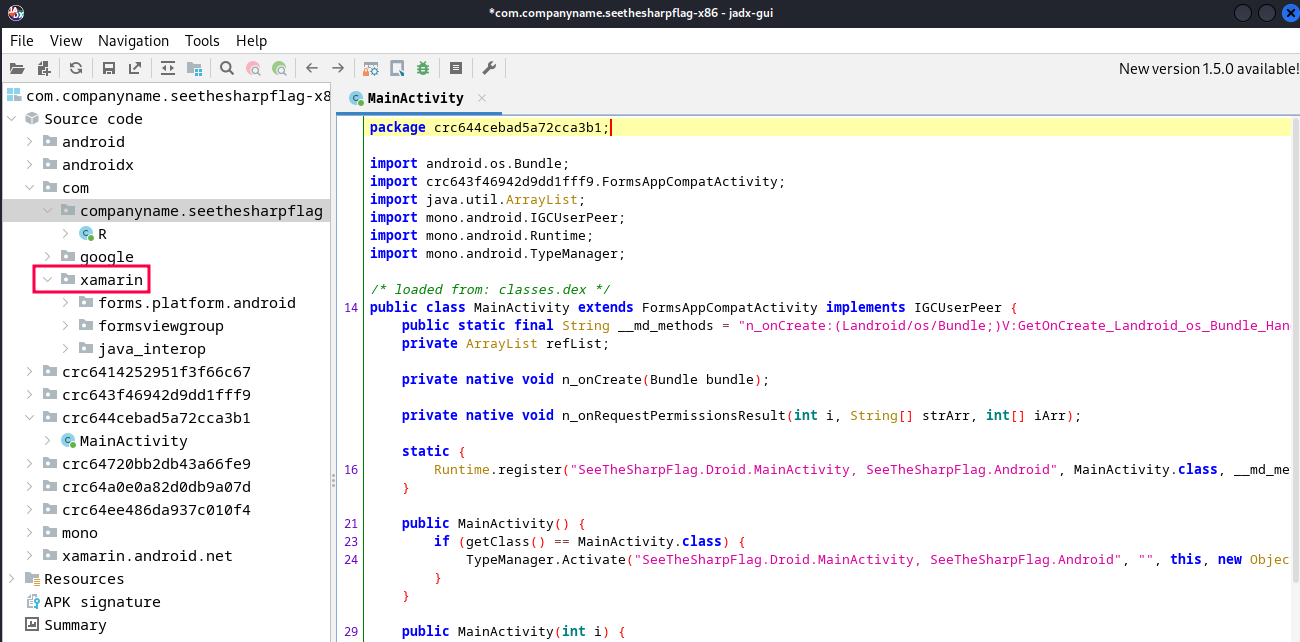 Visualización de código en jadx-gui